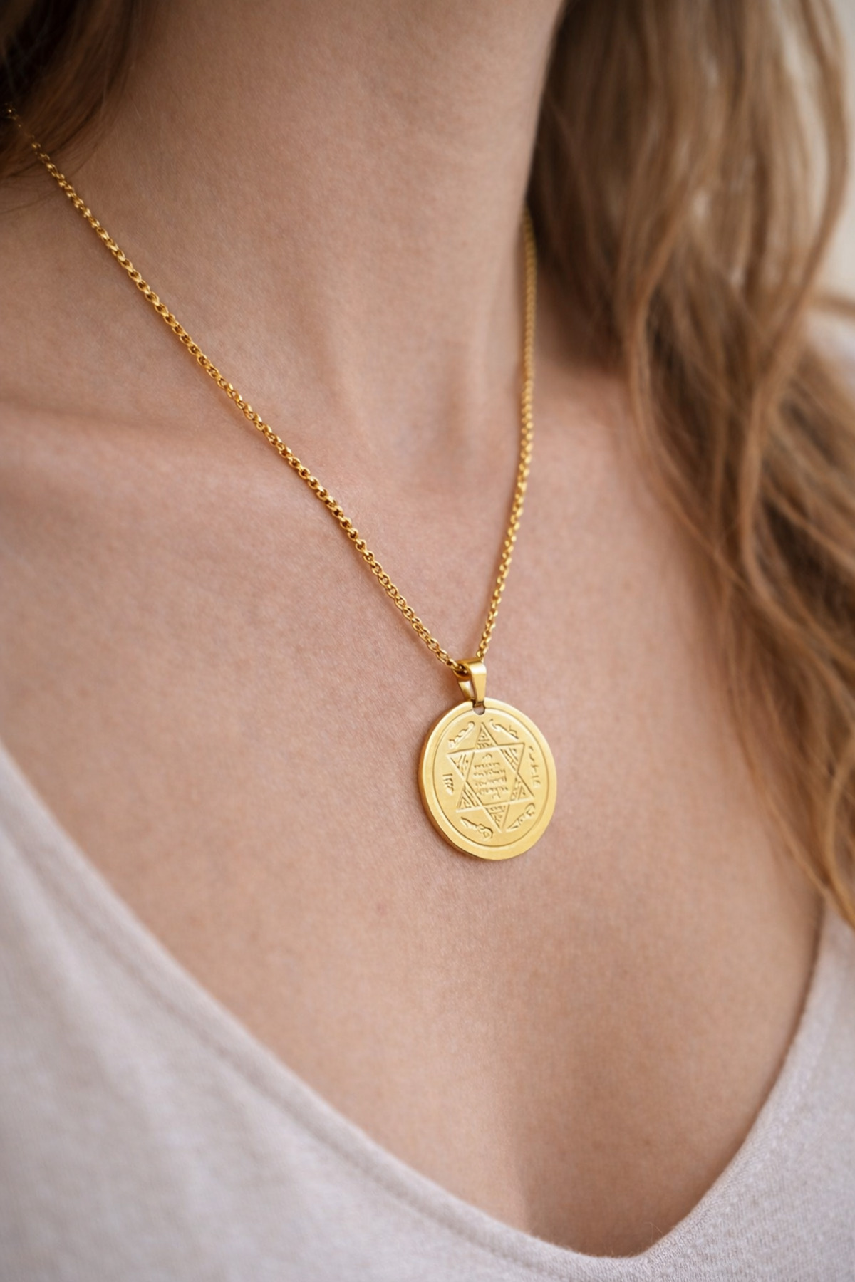 Gold Mührü Süleyman Kolye Paslanmaz Çelik görsel 3