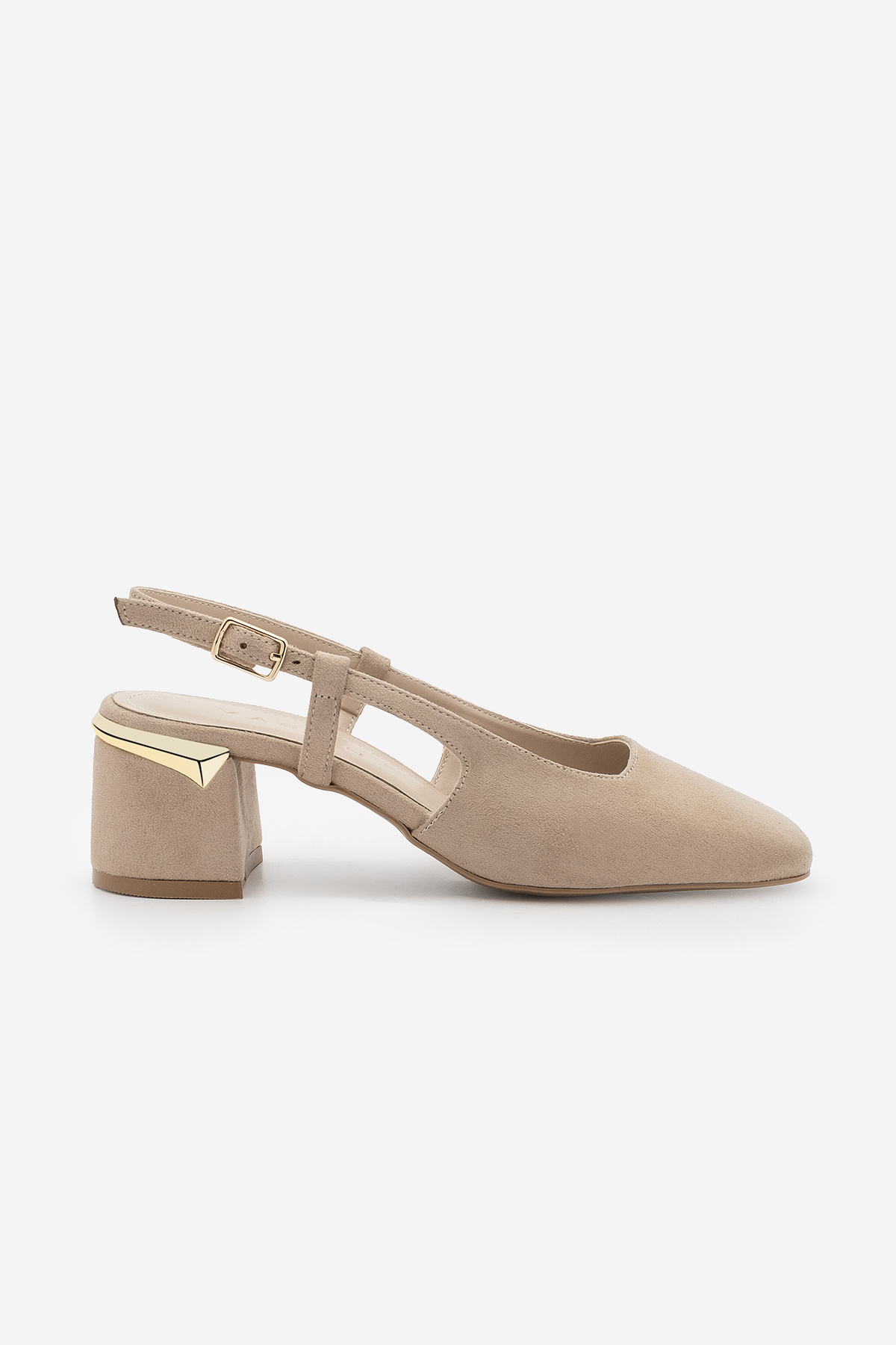 Women's Butt Toe Thick Heel Back Open Scarf Classic Heel Shoes Likay Beige Suede