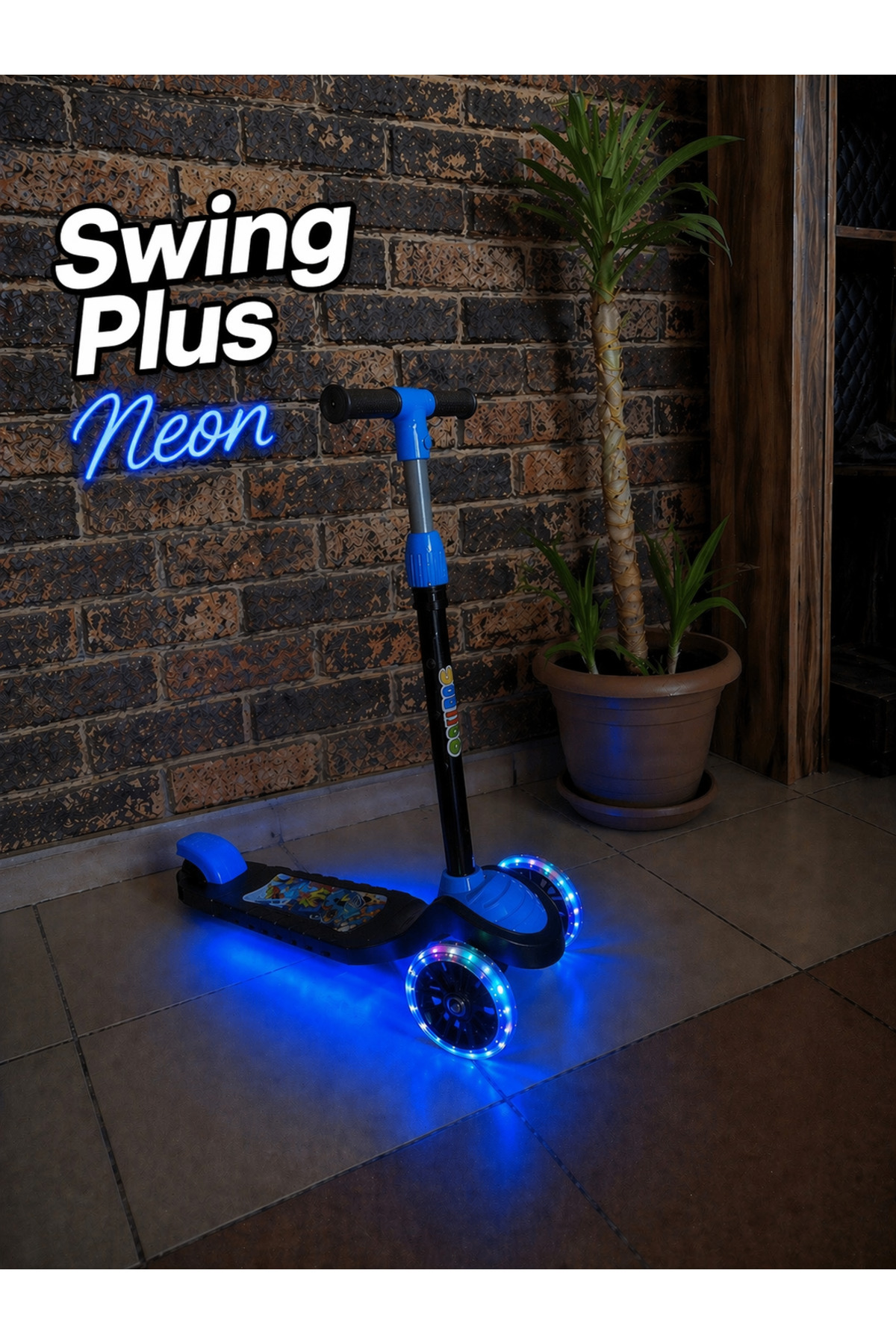 POZART Swing Plus Neon 3Tekerli Led Işıklı Ekstra Taban Aydınlatma