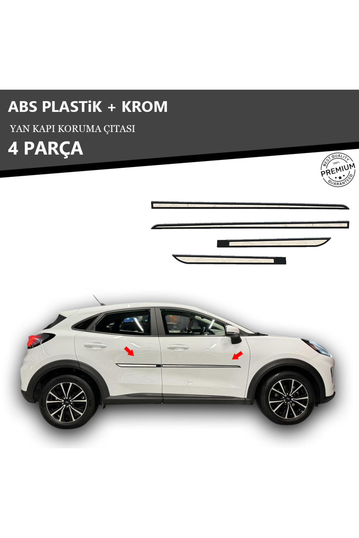 KromGaraj FORD PUMA YAN KAPI KORUMA ÇITASI PLASTİK + KROM - Fiyatı
