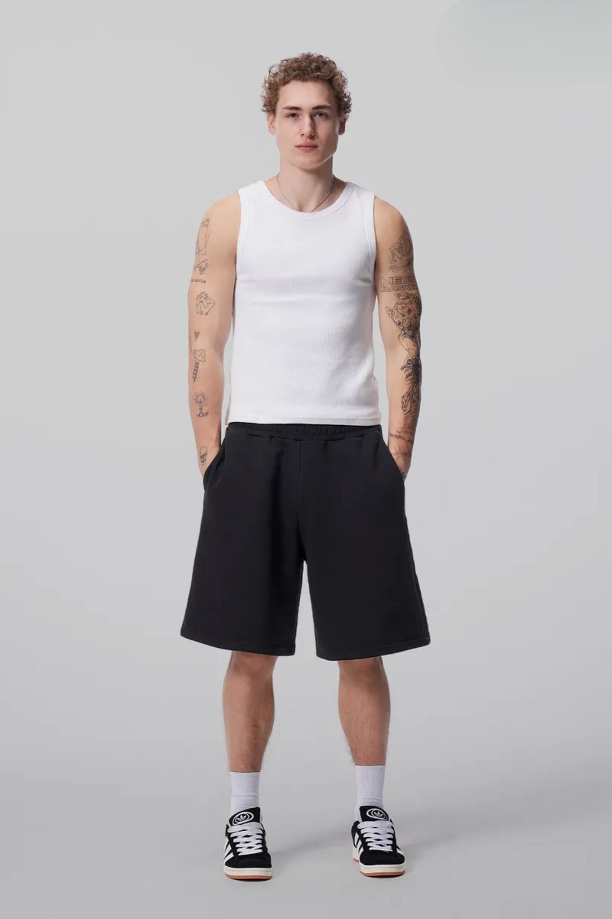 vladivosto Ekstra Bol Unisex Cepleri Derin Bermuda Büyük Beden Oversize Beli Lastikli Baggy Yazlık Şort görsel 3