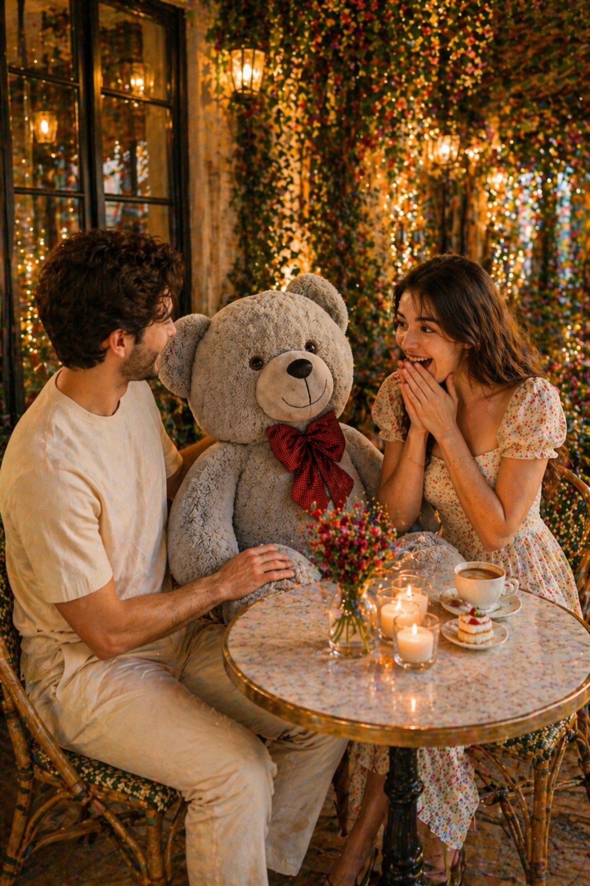 200160 Plush Teddy Bear with Bow Tie - Cute Gift for Valentine