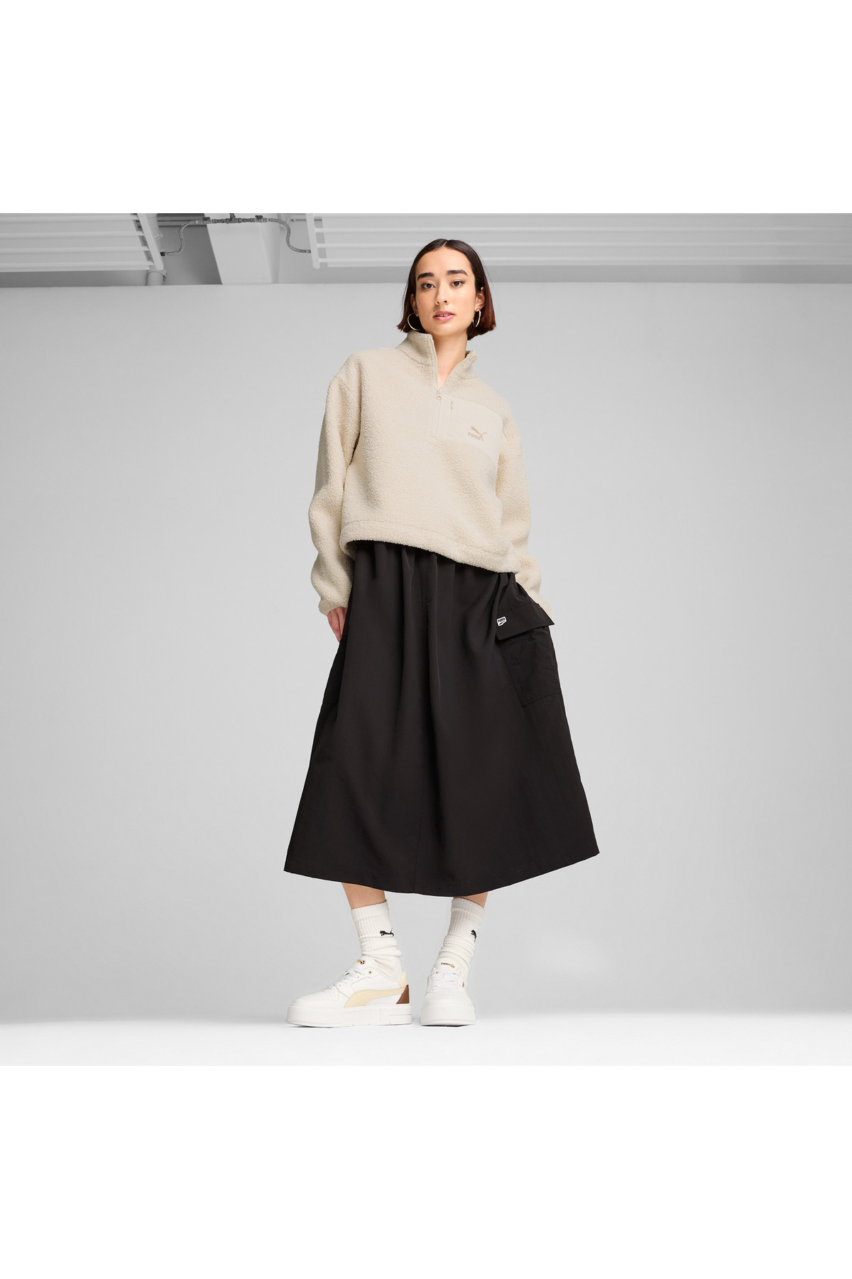 Puma Classics Winterized Half-Zip Kadın Krem Polar Sweatshirt görsel 8