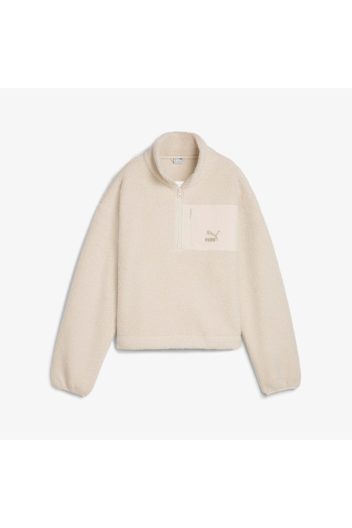 Puma Classics Winterized Half-Zip Kadın Krem Polar Sweatshirt görsel 4