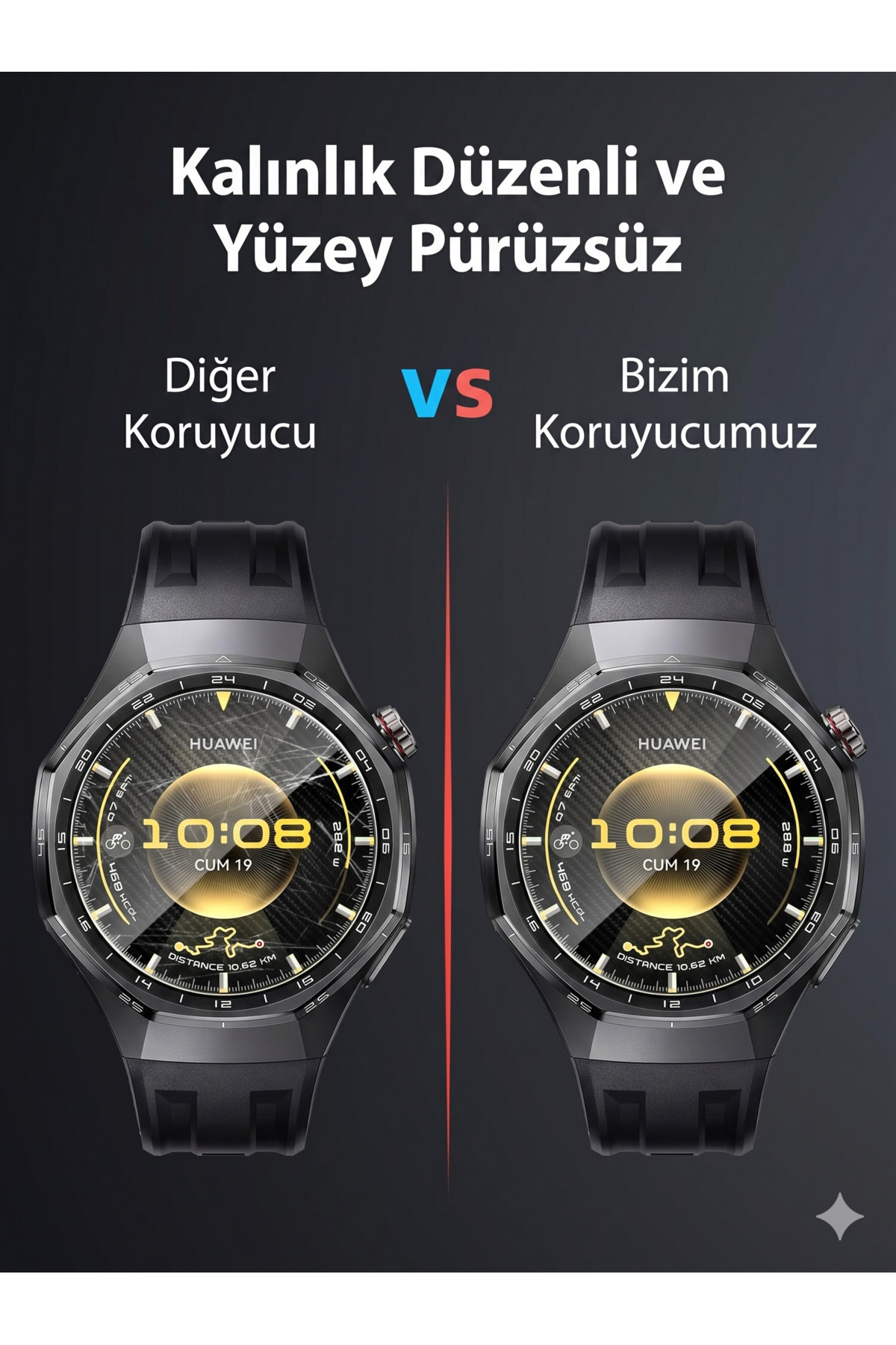Huawei GT6 Pro 46mm Uyumlu Ekran Koruyucu Aparatlı Kolay Kurulum HD Şeffaf Easy İnstall Temperli Cam