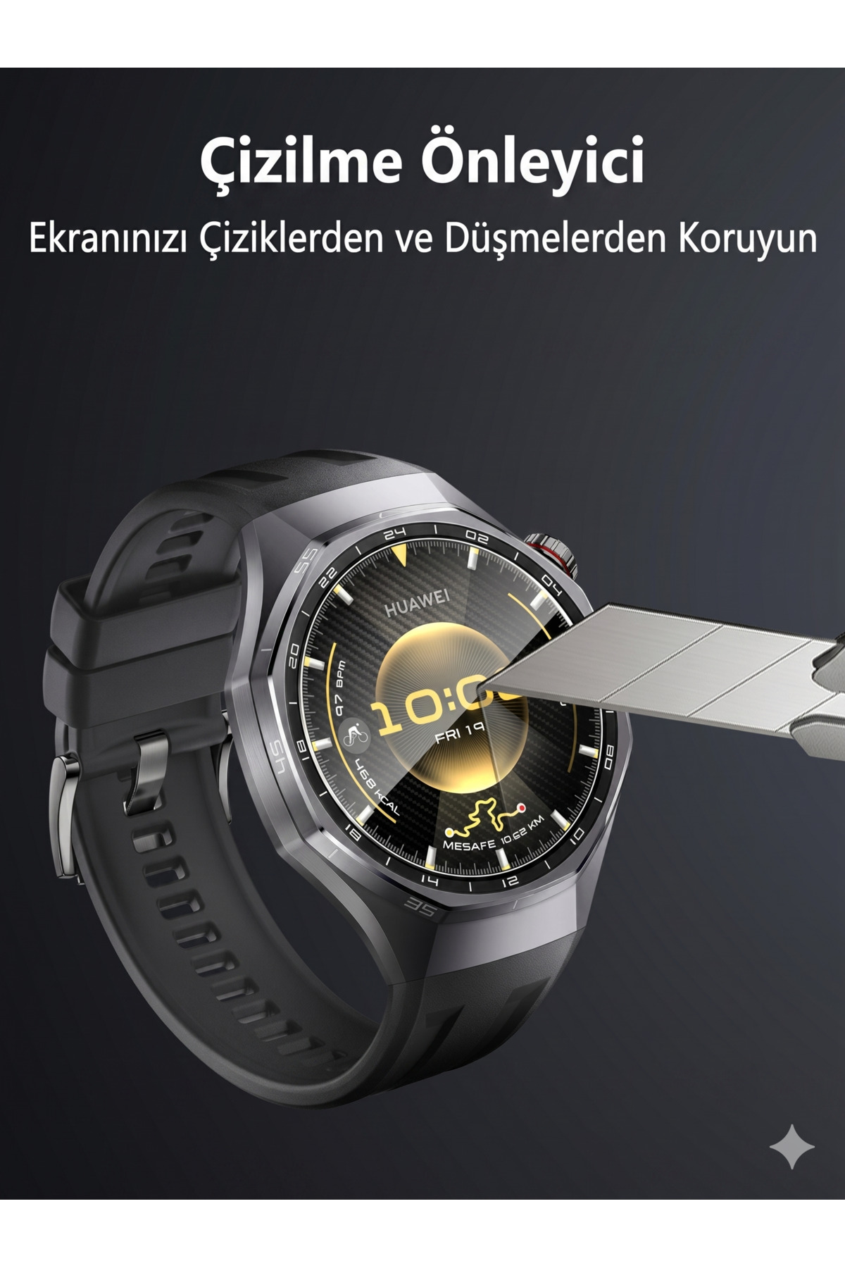 Huawei GT6 Pro 46mm Uyumlu Ekran Koruyucu Aparatlı Kolay Kurulum HD Şeffaf Easy İnstall Temperli Cam