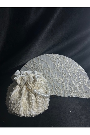 Bridal Luxe İncili gelin çantası ve yelpaze