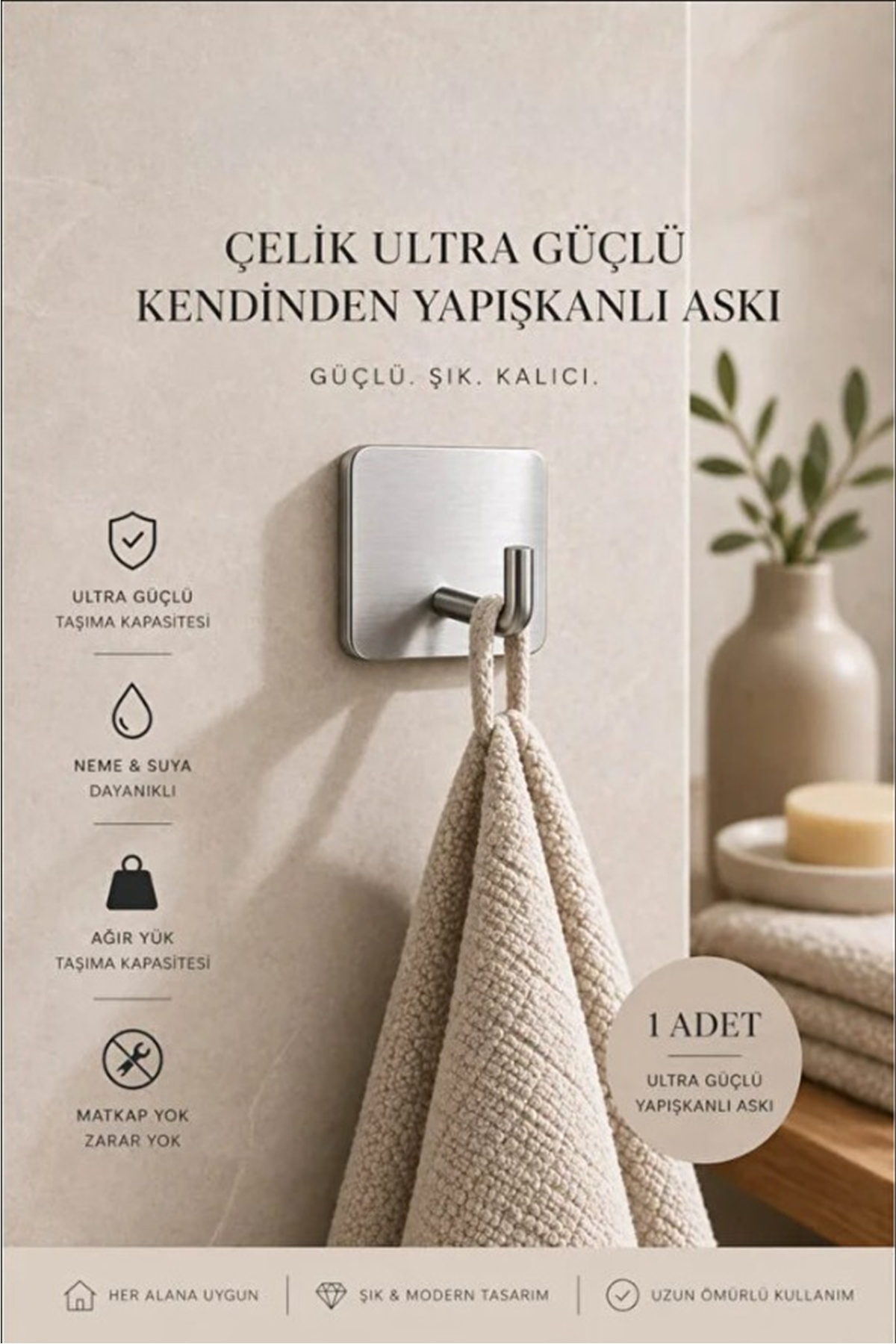 Steel Ultra Strong Self Adhesive Wall Hanger Heavy Load Carrying 1 Piece