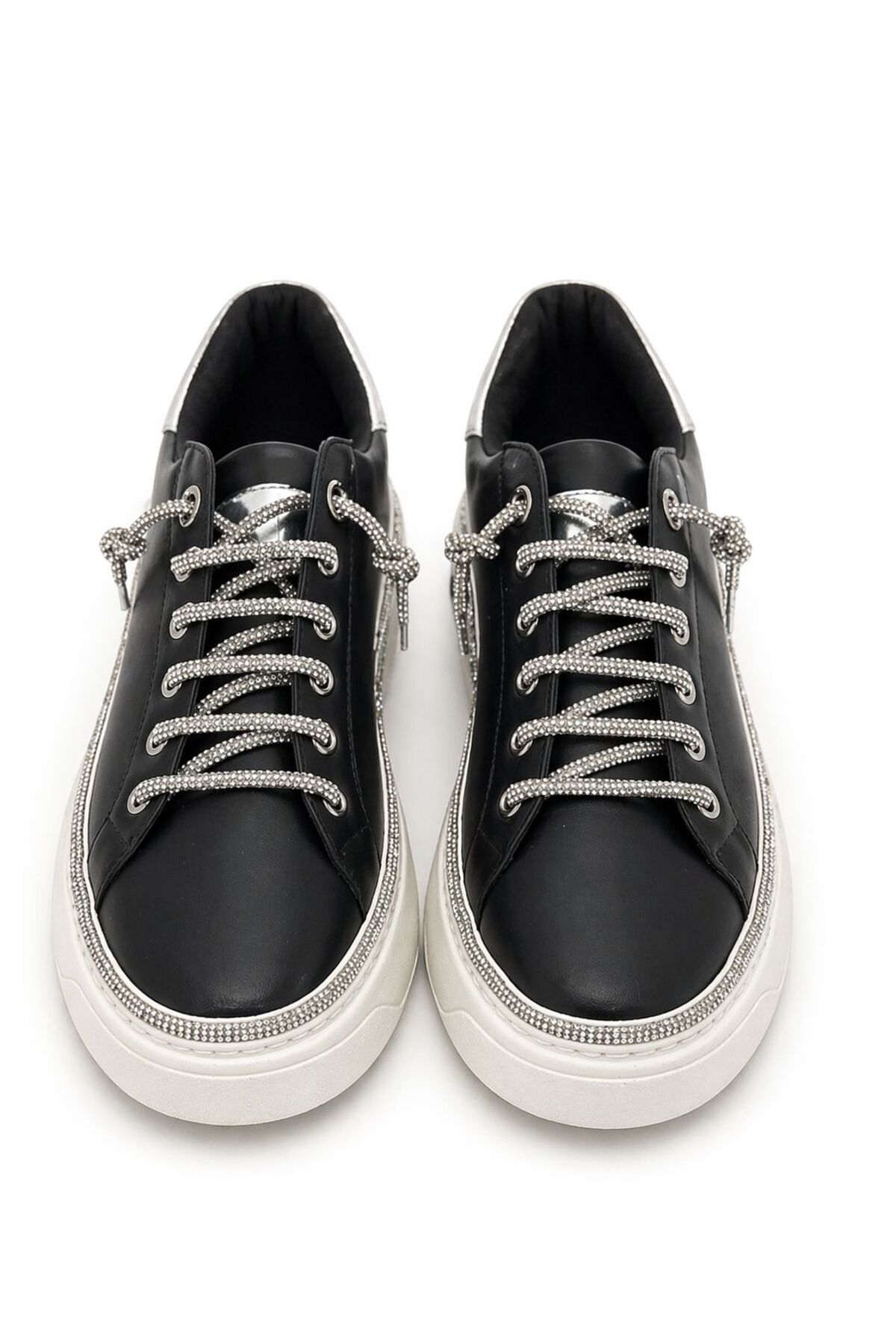 Ventes CRYSTAL LİNE TAŞ DETAYLI SİYAH ZARİF SNEAKER görsel 2