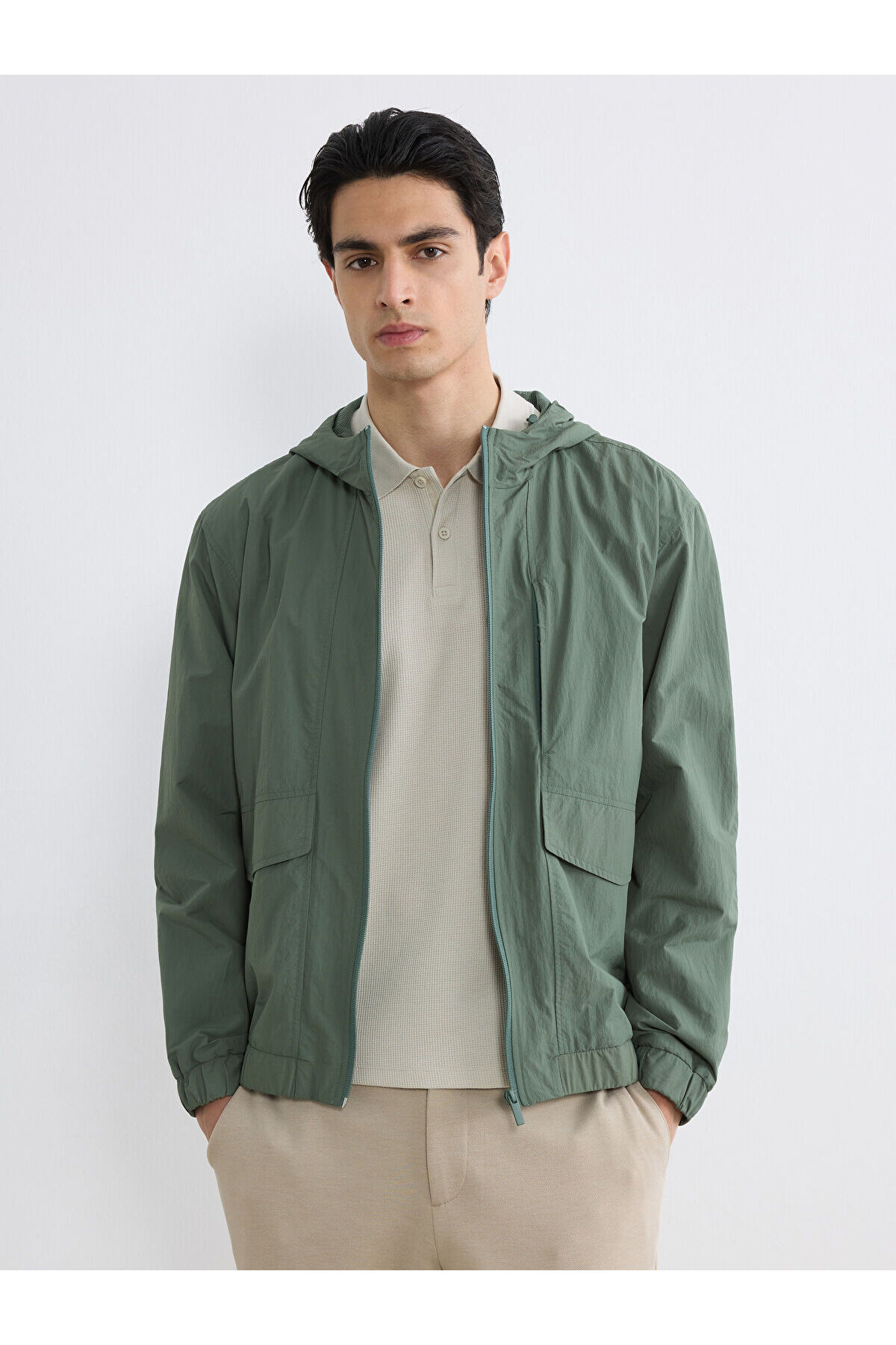 LC Waikiki Loose Fit Kapüşonlu Erkek Yağmurluk (S6)