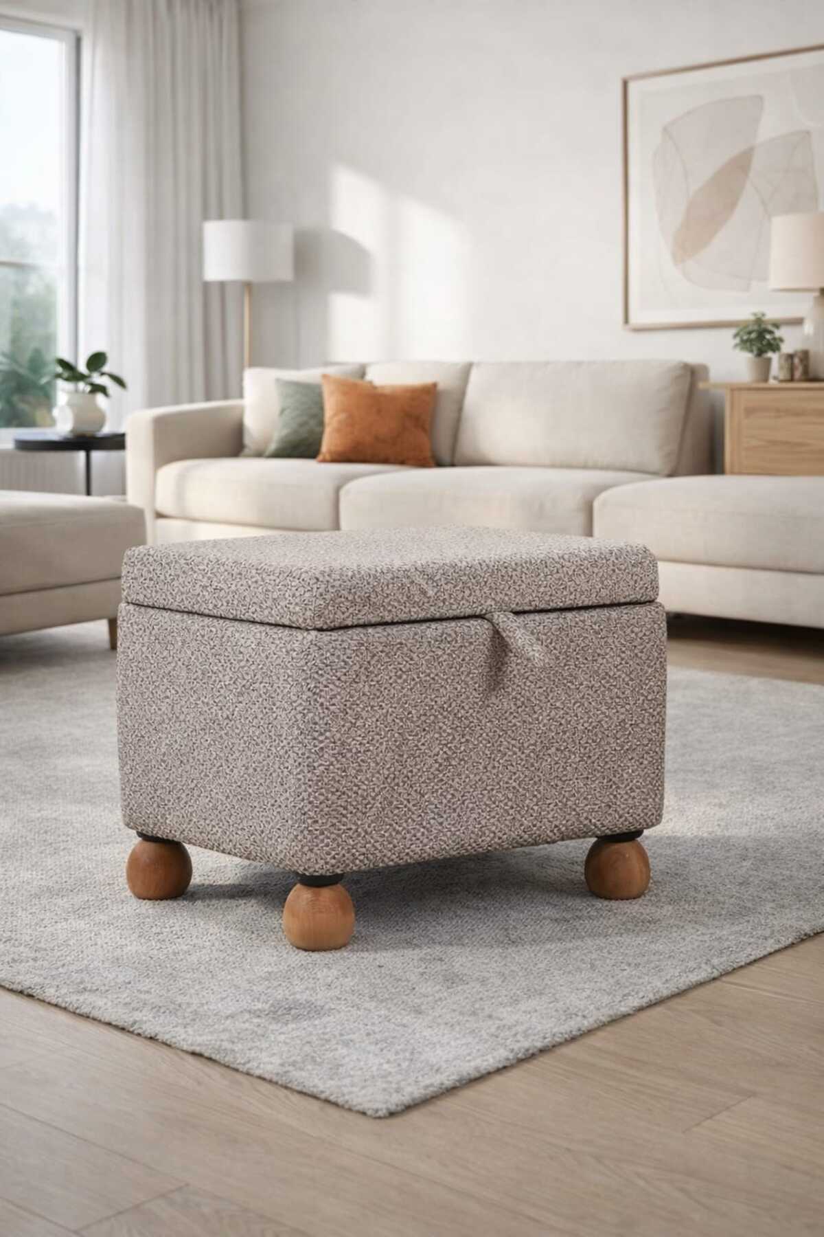 FOCUS MULTI-PURPOSE NATURAL GURGERN POUFFE ARMCHAIR WITH CHEST