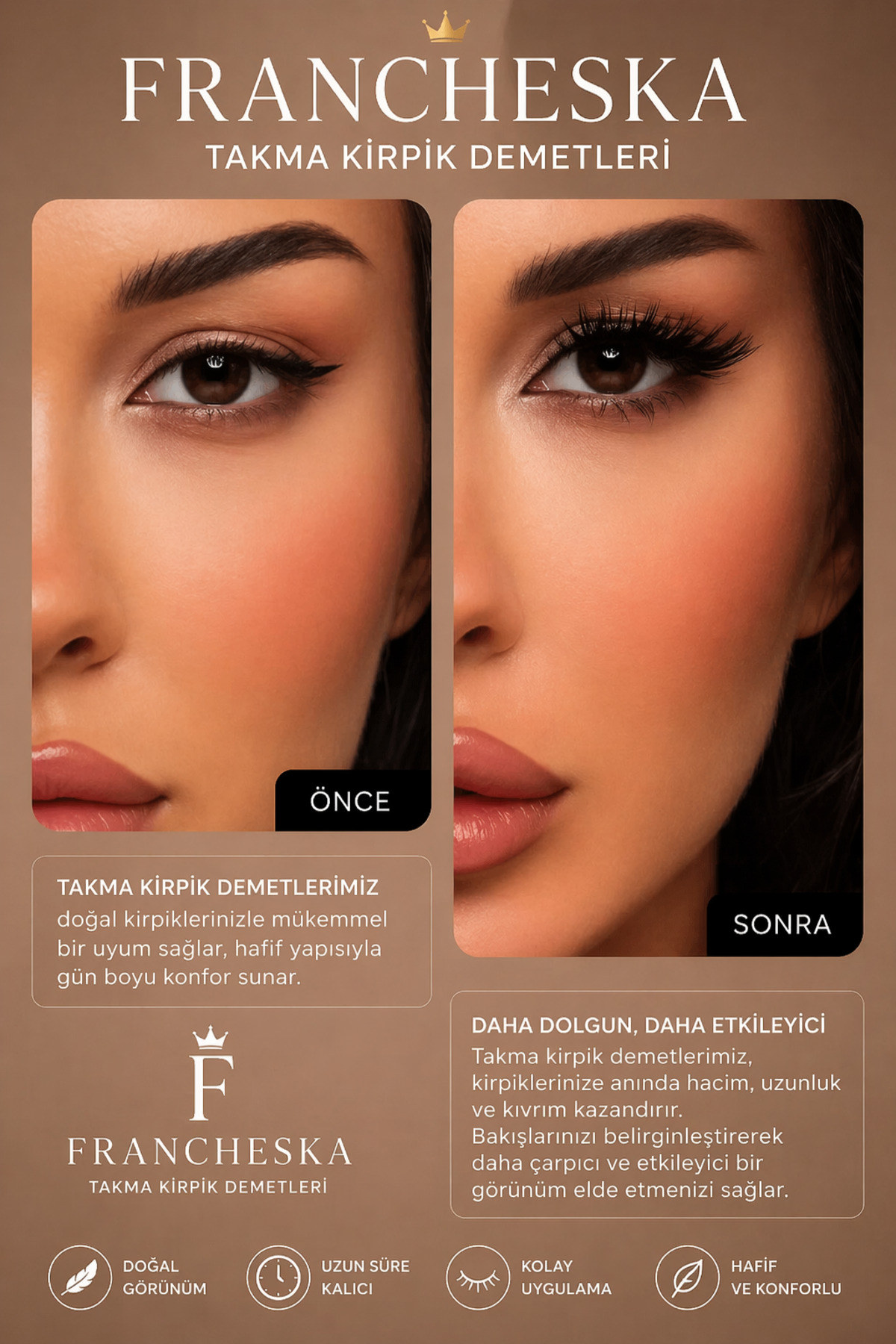 Yumuşak Kıl Takma Kirpik Seti 640 Demet | 30D 40D 50D 60D Mix | El Yapımı İpek Kirpik Demetleri + Cımbız & Uygulama Aparatları — FRNCHSKA-LUXSET1 — تصویر 4 از 9