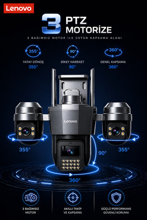 LENOVO 3 MOTORİZE Kameralı 15MP WİFİ AOV Sürekli Kayıt Özellikli ULTRA RENKLİ...