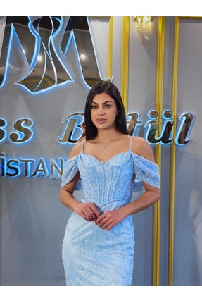 MissBetül Full Dantel Askılı Taşlı Lez Dantel Abiye Nişan Elbisesi
