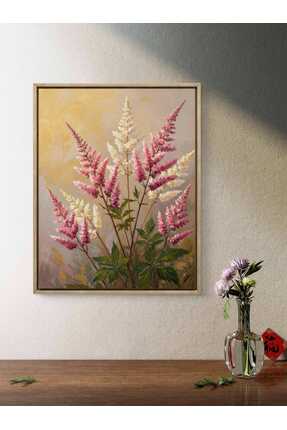 woodretro Pembe Astilbe Çiçek Tablo | Ahşap Çerçeveli MDF UV Baskı | Botanik ...