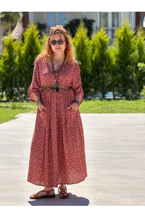 SHOBHA BUTİK ÇITIR ÇİÇEK BOHO ELBİSE