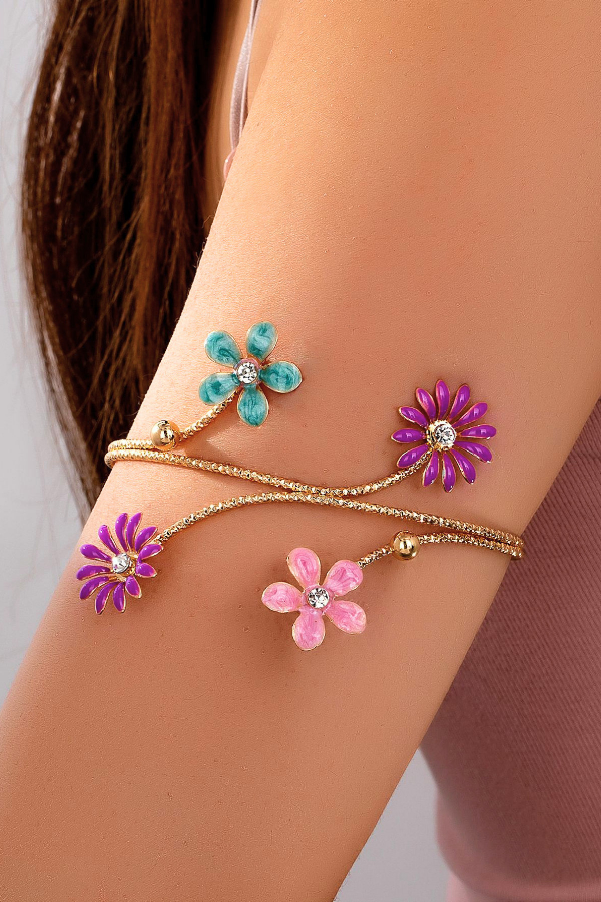 Flower Themed Armcuff Gold Women's Pazu Bracelet