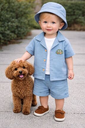 P&H BABYWEAR Araba Oyuncaklı Şapkalı Atlet Badili Likralı Kot Yazlık Erkek Be...