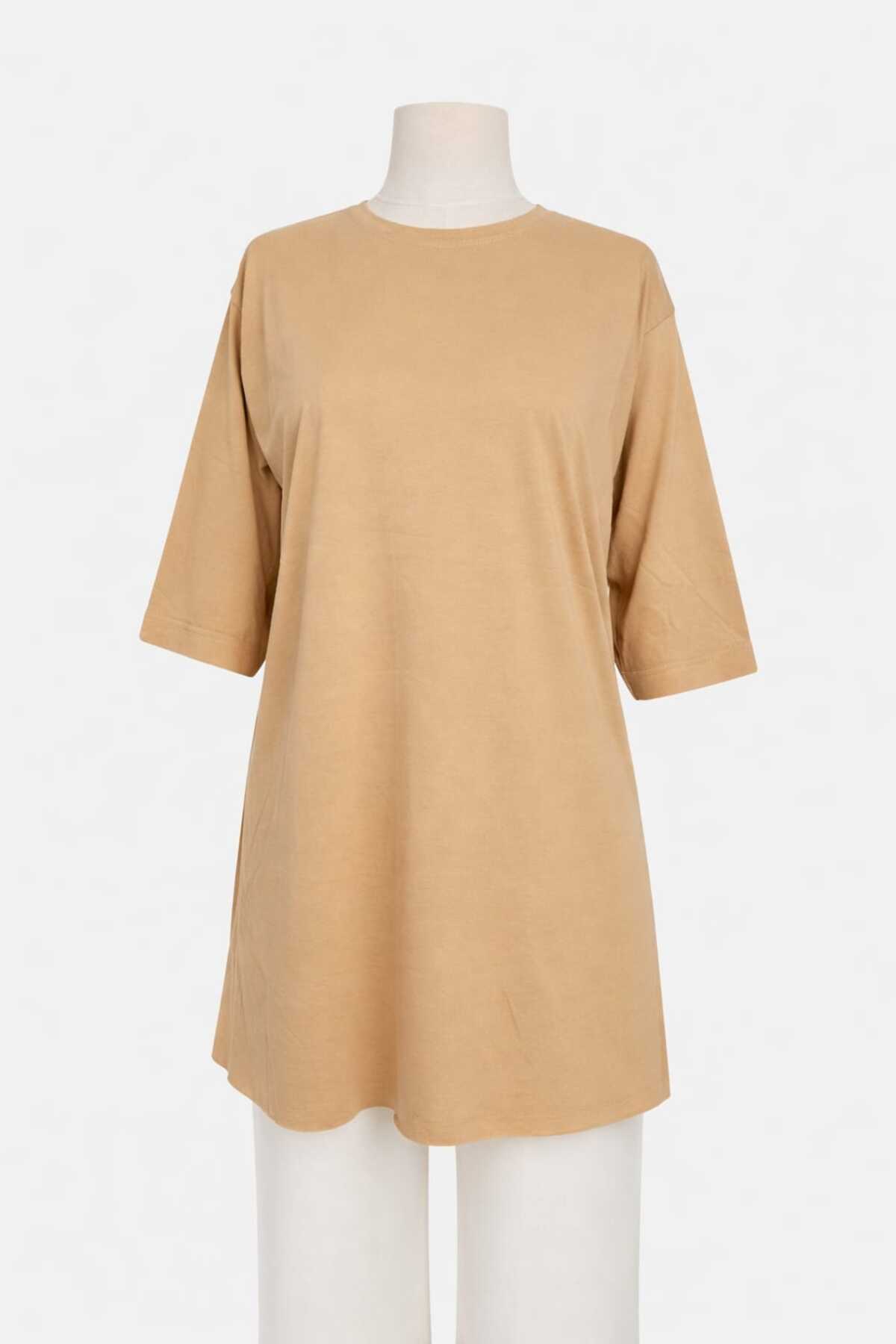 Women's Lycra Solid Color Medium and Over Short Sleeve Comfortable Cut Oversize Tunic Combed Cotton