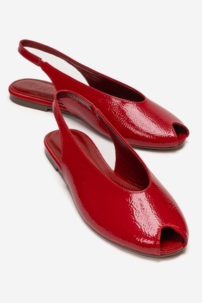 luvishoes SERINA Kırmızı Kırışık Rugan Kadın Sandalet