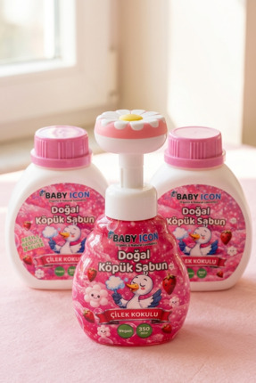Baby İcon Doğal Çocuk Köpük El Sabunu 350 ml Çilek Kokulu Vegan Parabensiz Çi...