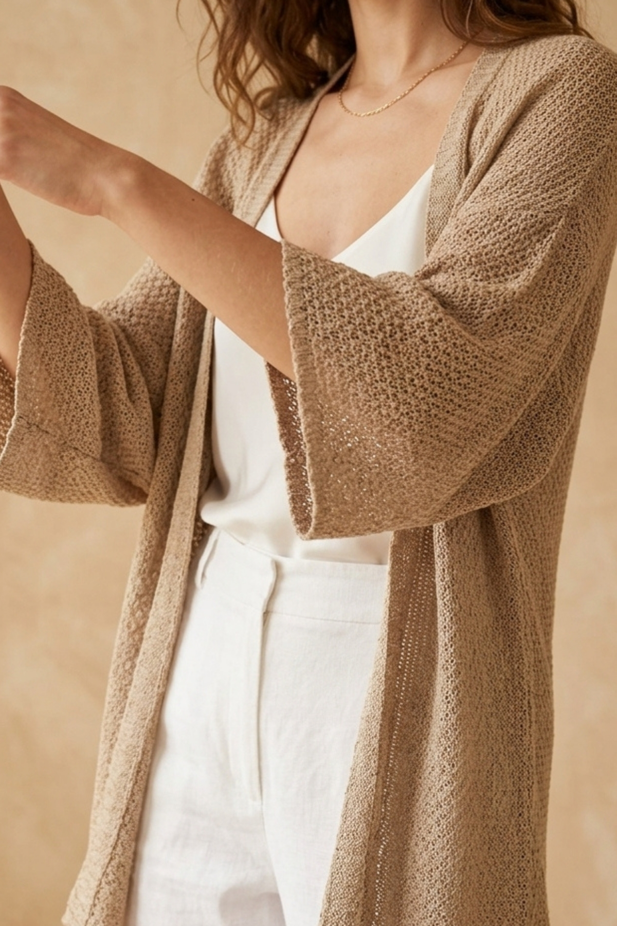 mefru Kadın Oversize Dökümlü Yarım Kol Basic Hırka görsel 5