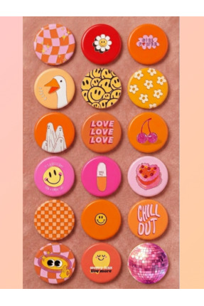 mellysaplush Retro ışıltılı Groovy Vibes Y2K 18 adet rozetli set 44 mm
