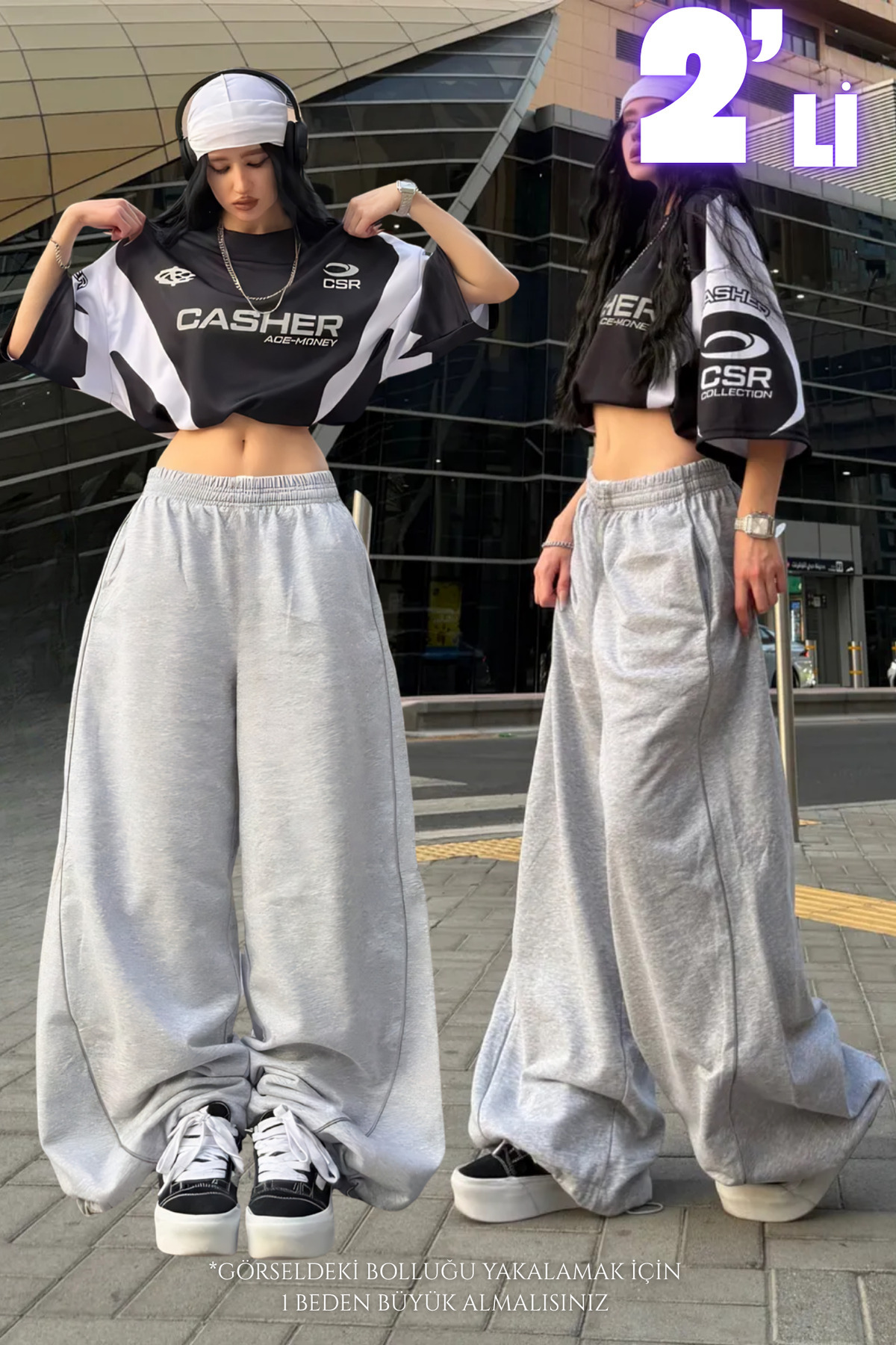 vladivosto Oversize Harajuku Büyük Beden Bol Kalıp Ayarlanabilir Paça Süper Yüksek Bel Baseni Geniş Beli Sıkı Lastikli Eşofman Altı