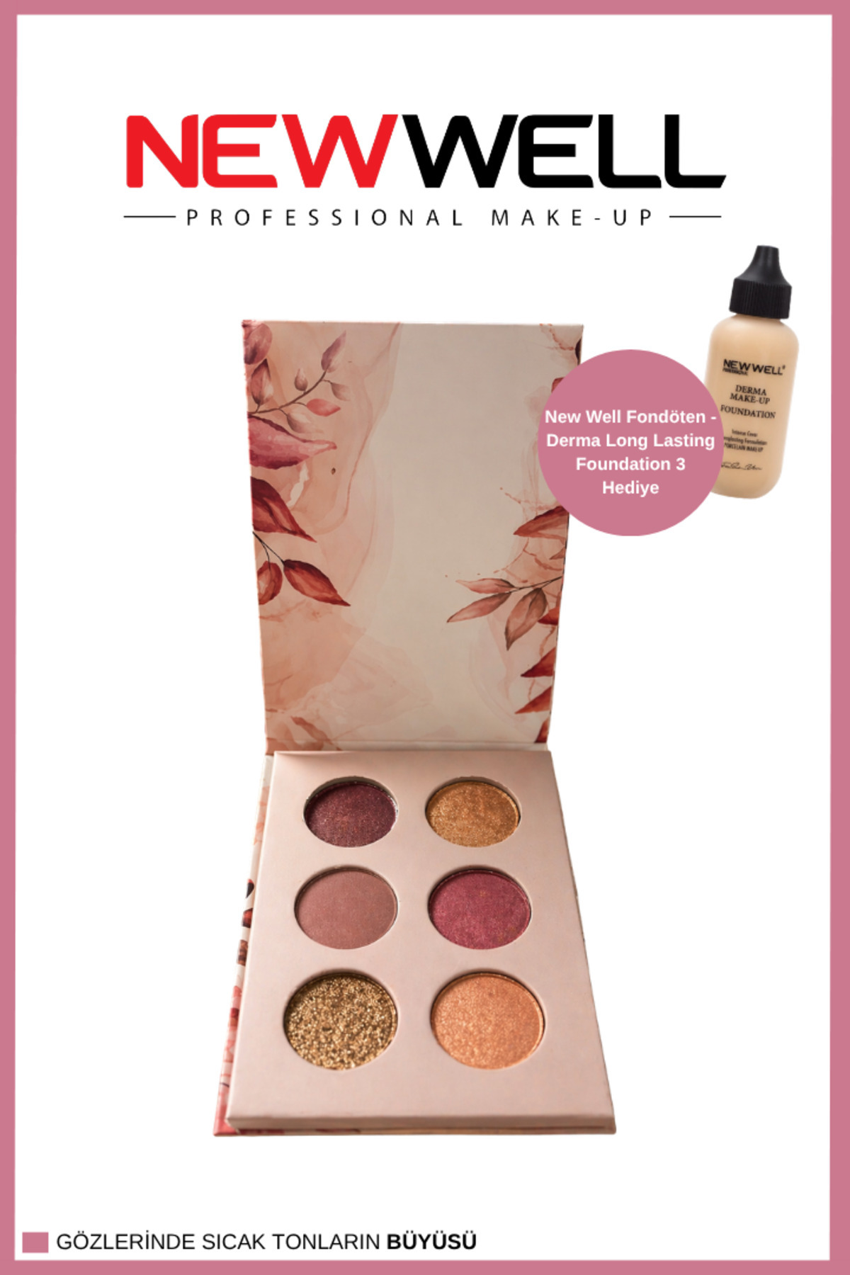 New Well Eyeshadow 6 Renkli Far Paleti Spring - Hafif Simli - Derma Long Lasting Foundation 3 Hediye - Fiyatı, Yorumları