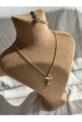 XUPING JEWELRY NK BİJUTERİ 14K XP Damgalı Zirkon Taşlı Kolye 46 cm Bileklik 1...