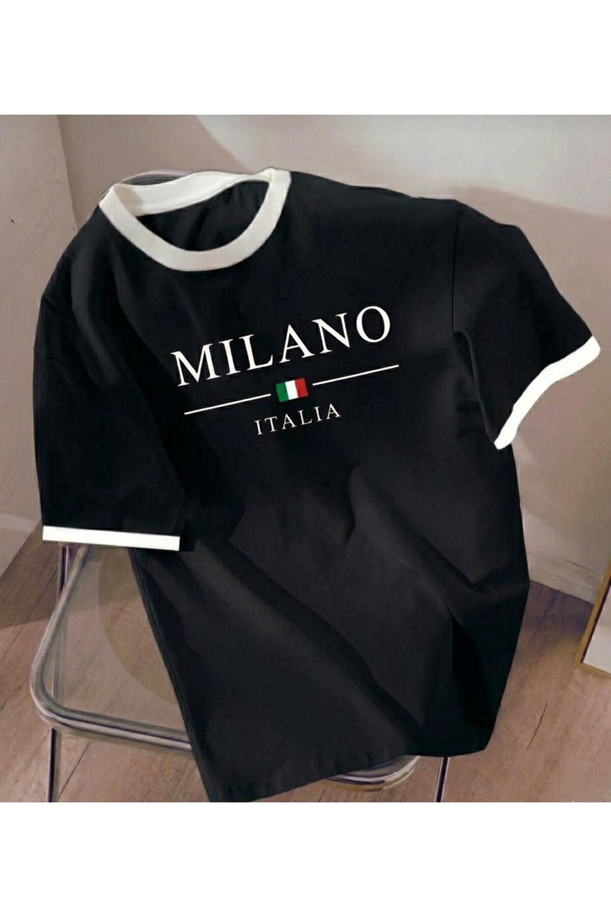 COHERENT Unisex Erkek/Kadın MILANO Özel Baskılı Oversize Pamuklu T-Shirt
