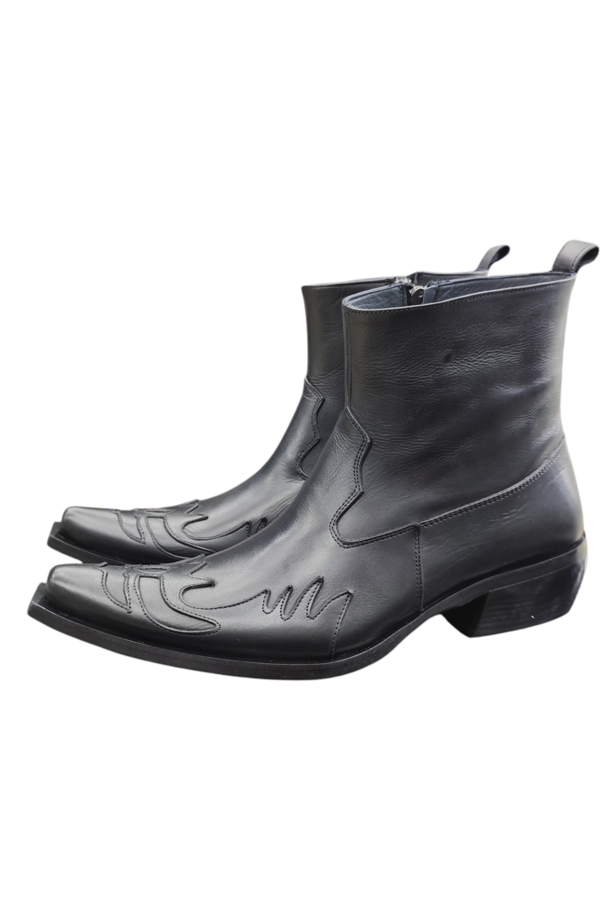 Güvener King Shoes Hakiki Deri Siyah Kovboy Bot görsel 3