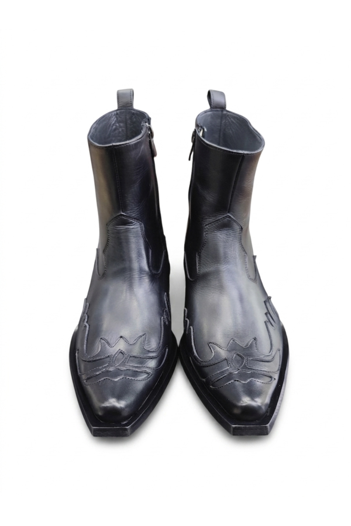 Güvener King Shoes Hakiki Deri Siyah Kovboy Bot görsel 4