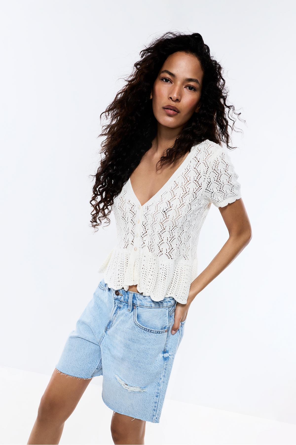 LEFTIES  Ajurlu peplum top - Görsel 5