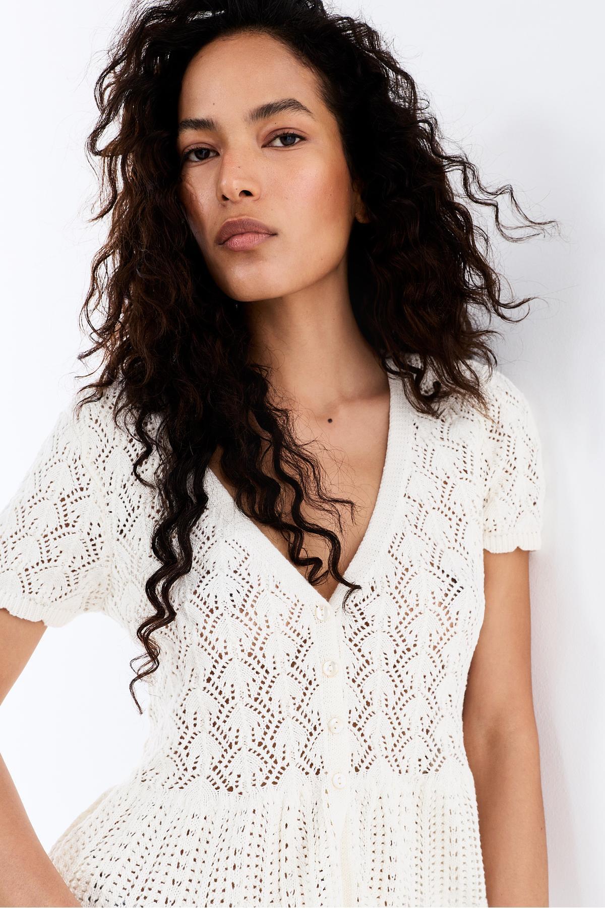 LEFTIES  Ajurlu peplum top - Görsel 3