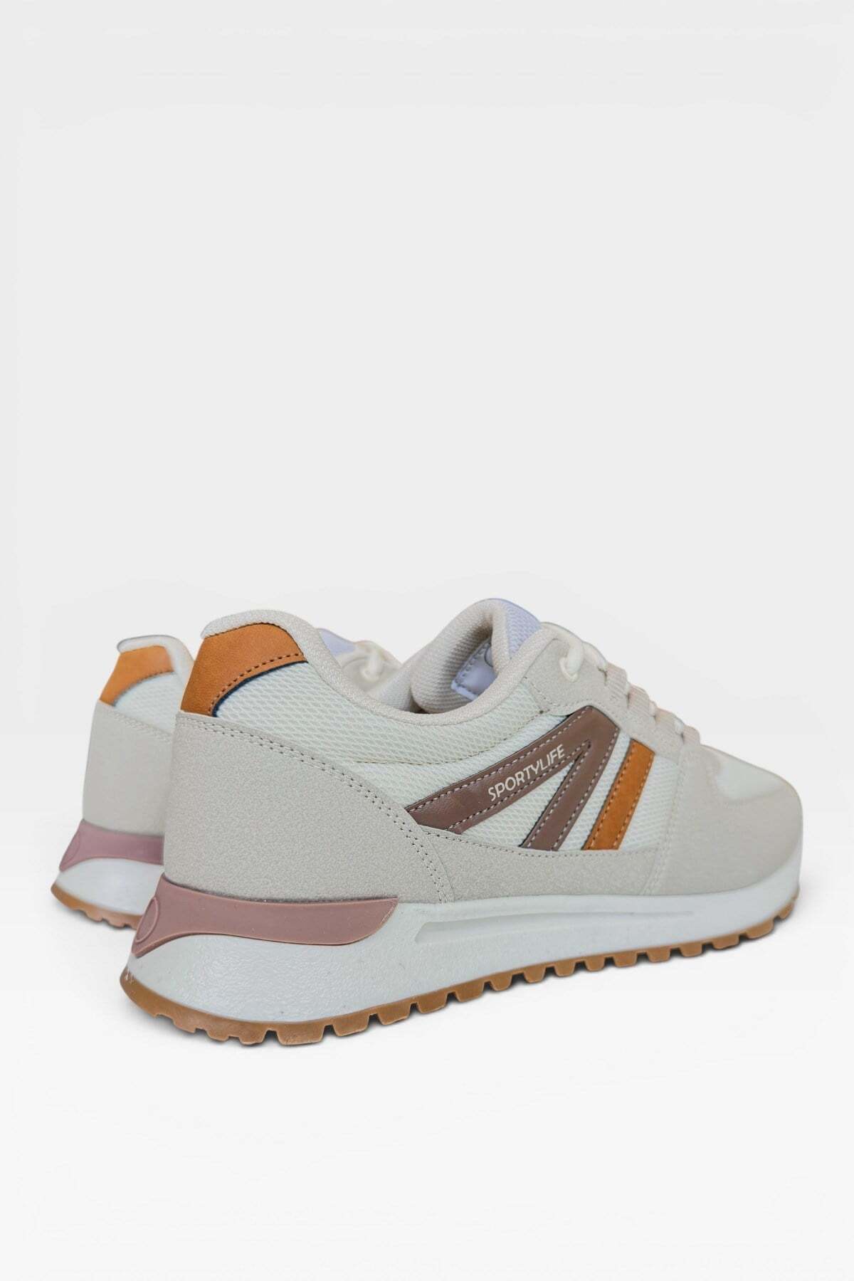Erkek Ortopedik Günlük Yürüyüş Koşu Sneaker Spor Ayakkabı BEJ — سفید 3465 — تصویر 4 از 6