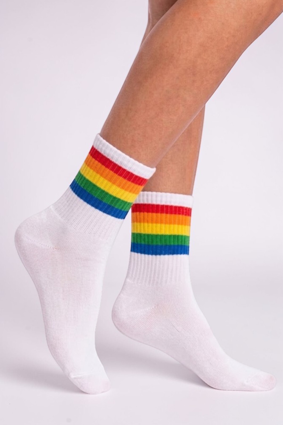 Socks Stores 6 Çift Unisex Pamuklu Renkli Kolej Çorap Seti, Erkek Kadın Soket Çorap görsel 6