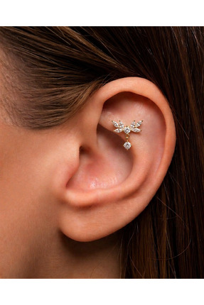 alysa jewelry Cerrahi Çelik Zirkon Taşlı Sallantılı Piercing, flat, conch uyu...