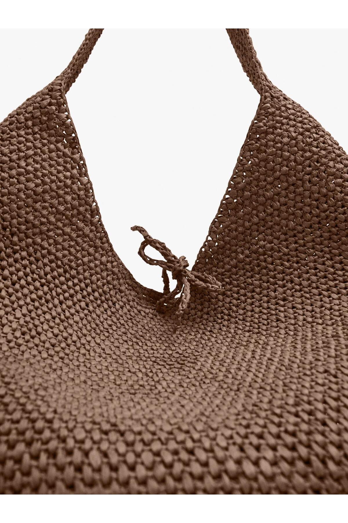 Women's Straw Effect Shoulder Bag