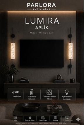 PARLORA Aydınlatma Lumira Serisi Kumandalı LED Aplik – Minimal Siyah Beyaz De...
