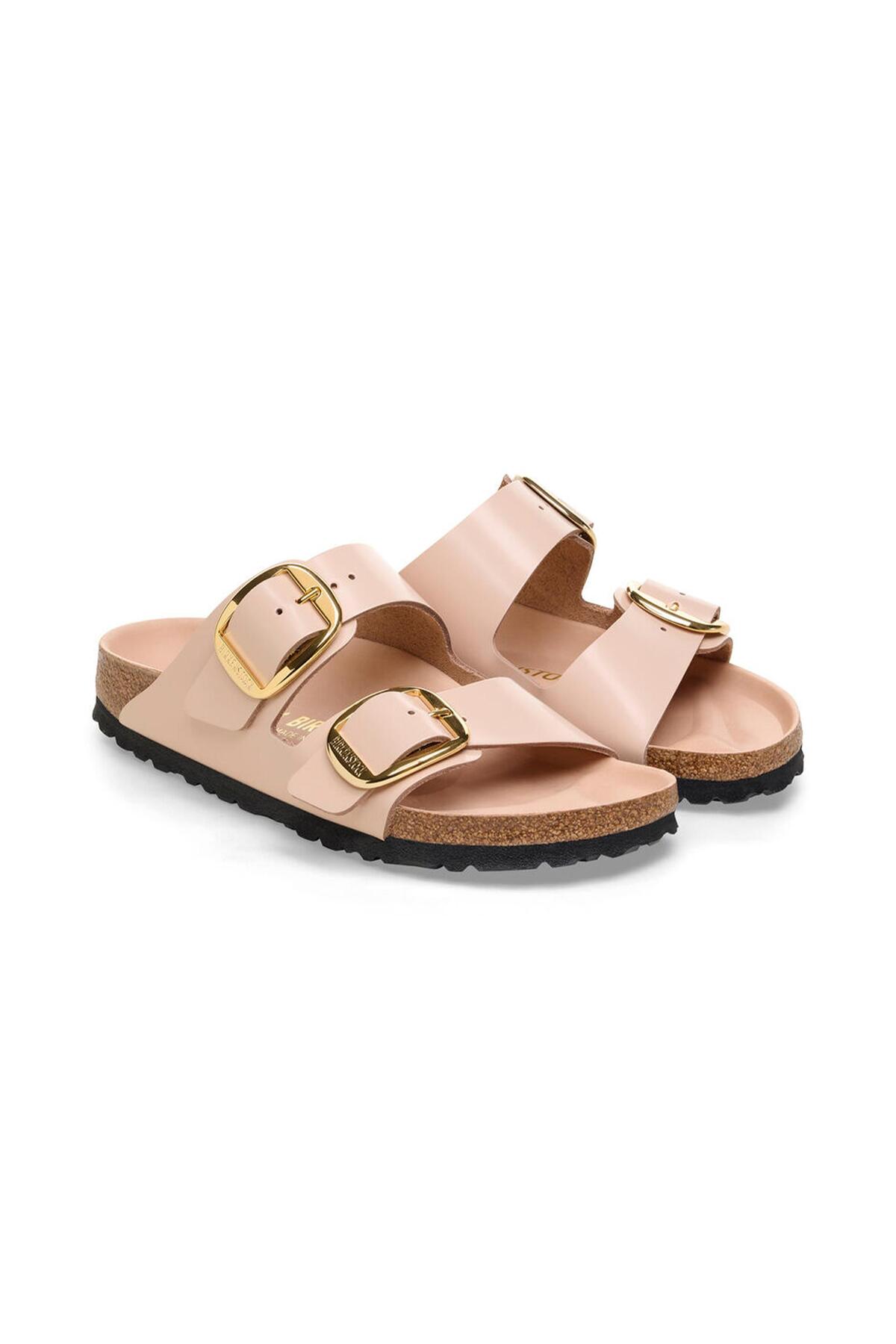 دمپایی زنانه آریزونا مدل BIG BUKLE NL با درخشش بالا و رنگ بژ، کد 1026553 بیرکن استاک دمپایی Birkenstock