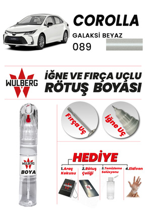 Wulberg Toyota Corolla Galaksi Beyaz 089 Rötuş Boya 25 ml İğne & Fırça Uçlu K...