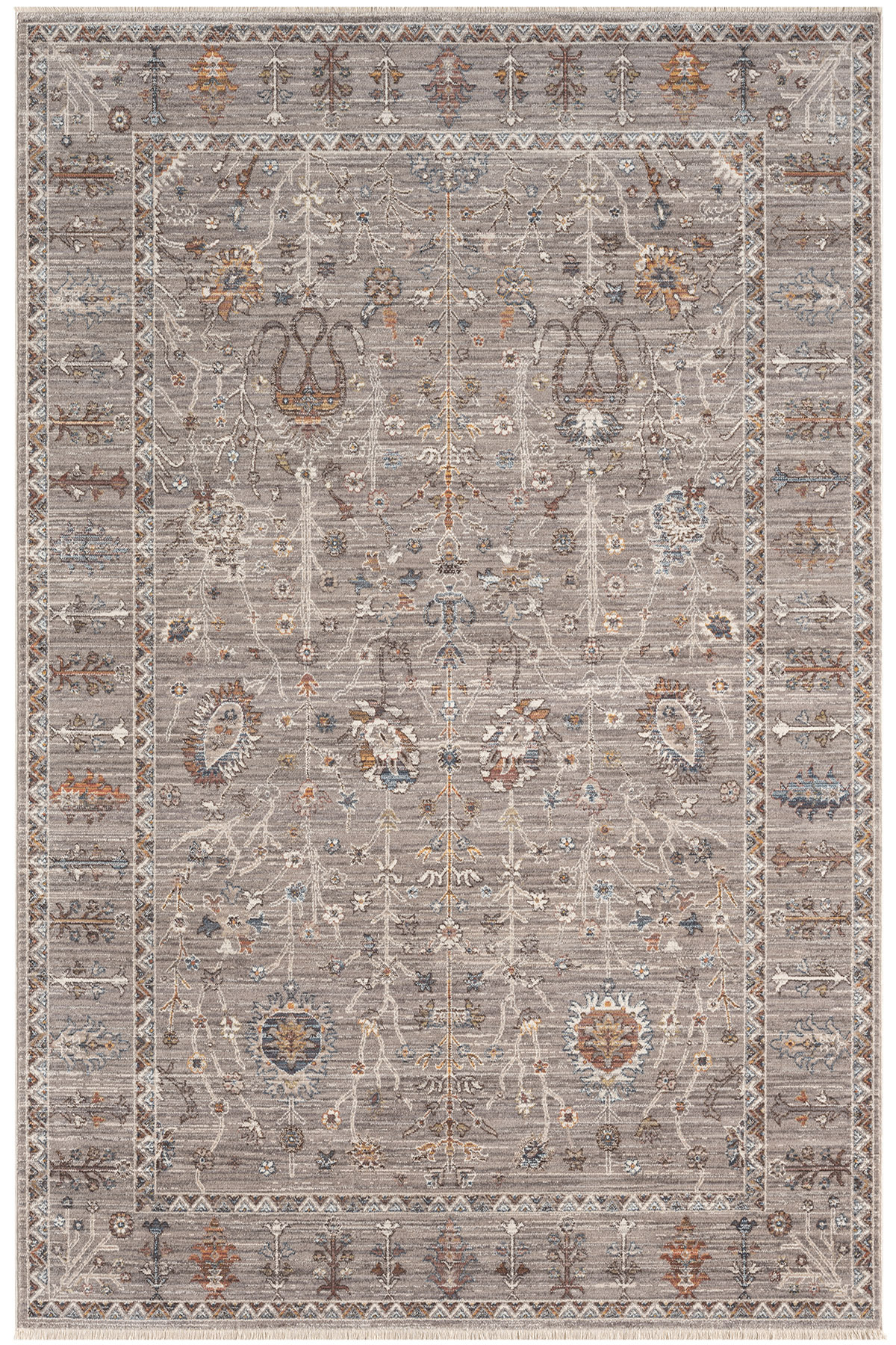 Emirgan Mink Gray Soft Vintage Authentic Pattern Woven 4-Season Home Living Room Rug