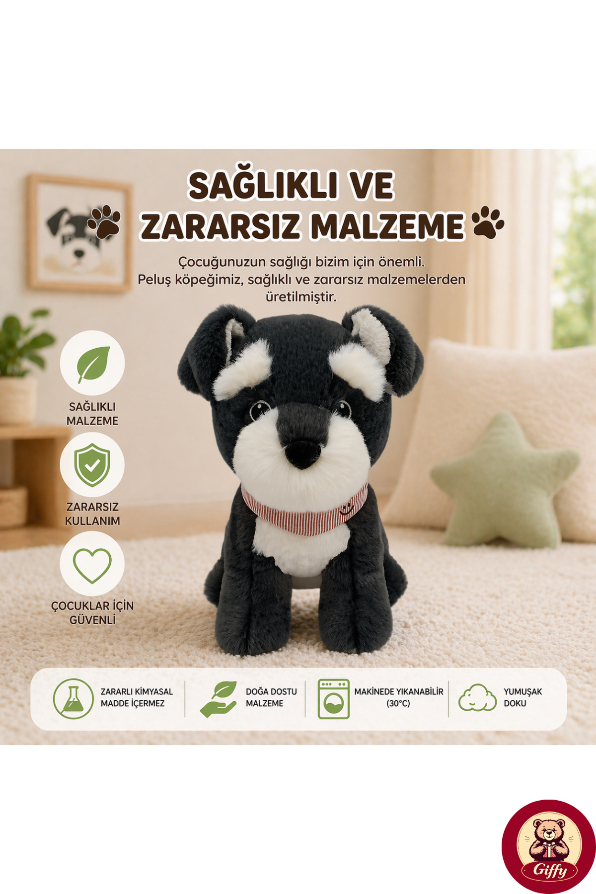 giffy Oyuncak Peluş Kedi Köpek 26 CM Uyku ve Oyun Arkadaşı Yumuşak