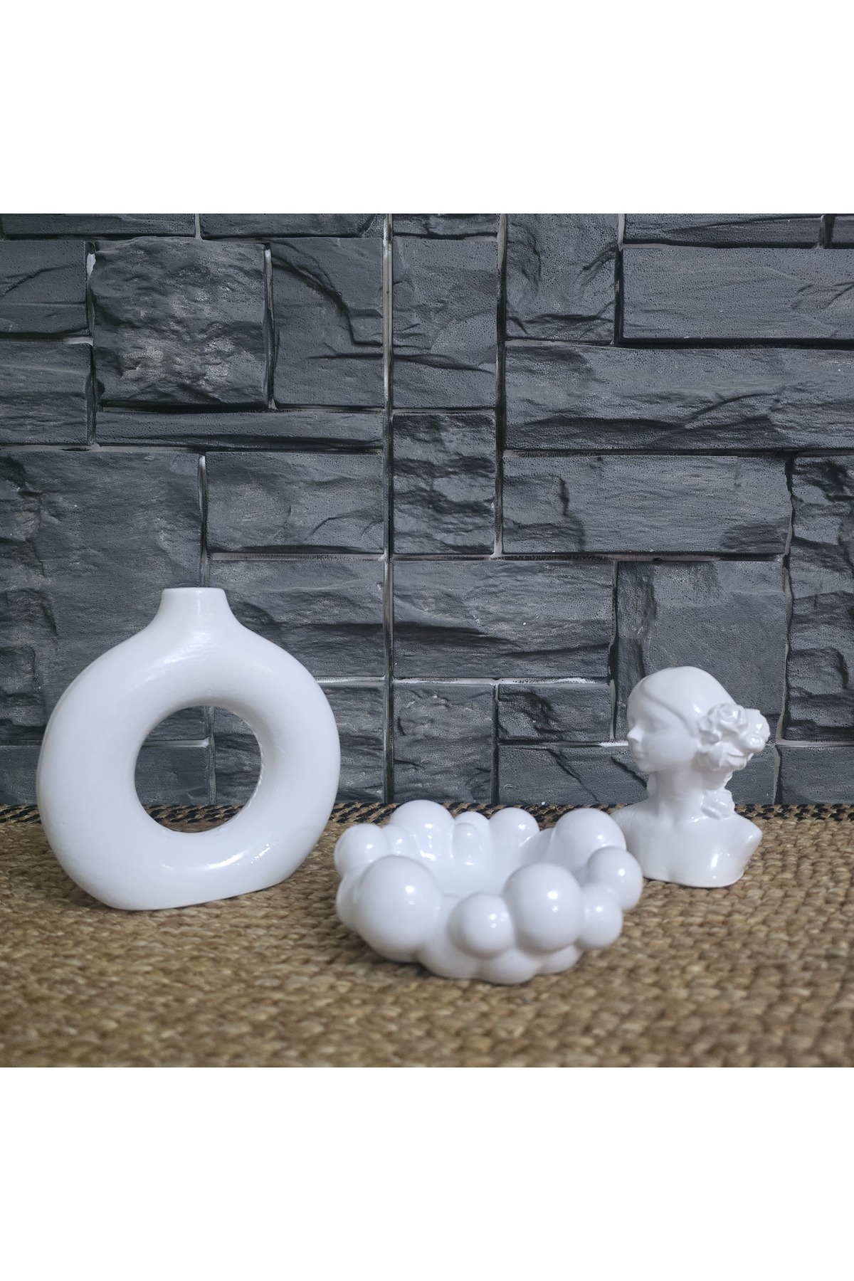 3-Piece Decorative Set VASE FLOWER girl CANDLE HOLDER home DECOR TRINKET object GIFT
