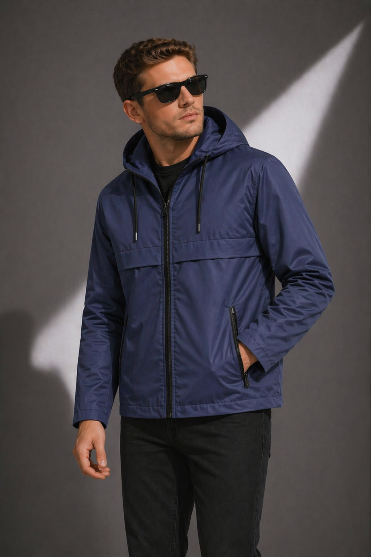 Sınwear Erkek Füme Kapüşonlu Su Geçirmez Hafif Mont, Günlük & Spor Şık Rüzgarlık görsel 6