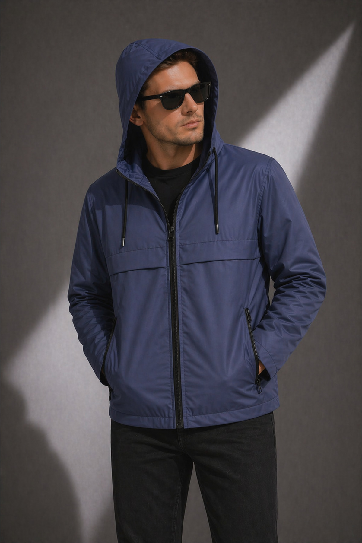 Sınwear Erkek Füme Kapüşonlu Su Geçirmez Hafif Mont, Günlük & Spor Şık Rüzgarlık görsel 3