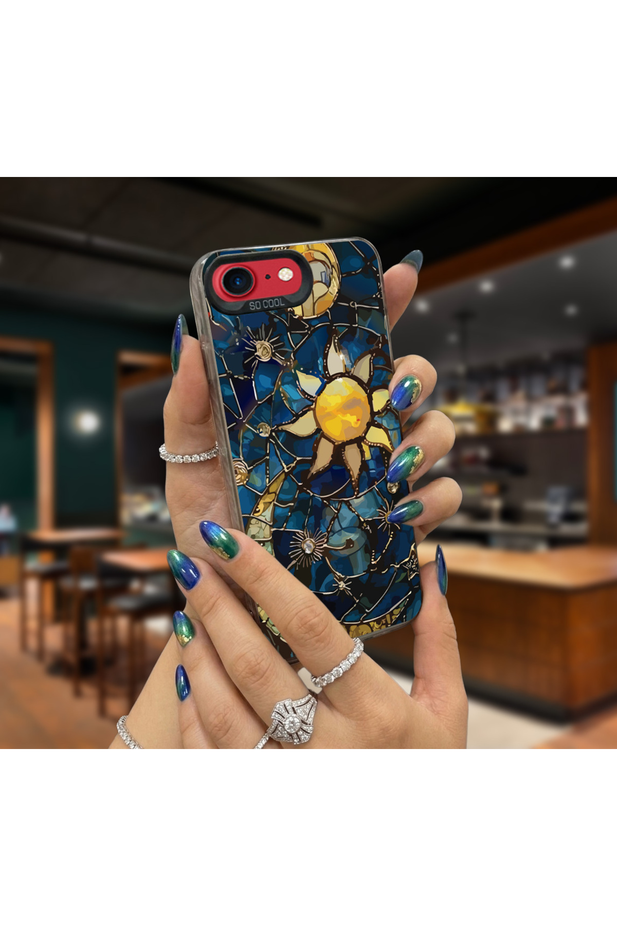 Caseji İphone 7-8-SE2020 Uyumlu Ay Güneş Baskı Desen Darbe Emici