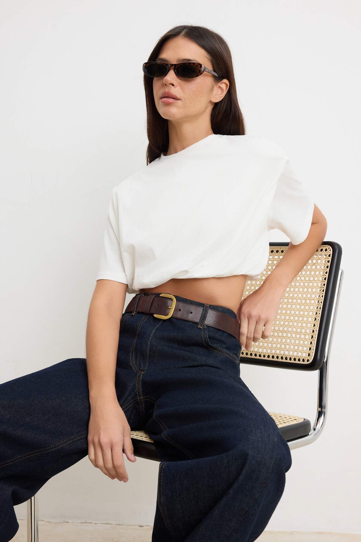 Trendyolmilla Ekru Boxy Kısa Kollu Büzgülü Super Crop %100 Pamuk Örme T-shirt TWOSS26TS00282