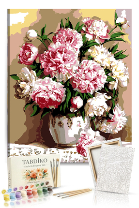 Tabdiko Sayılarla Boyama Seti 40 x 50 cm Tuval Şasesine Gerili Karanfiller